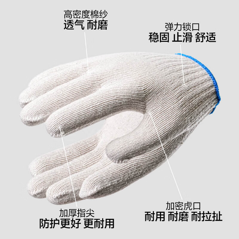 Leyou Baiyi labor protection gloves 24 pairs blue edge cotton yarn gloves wear-resistant thickening work encryption breathable work site labor anti-skid auto repair