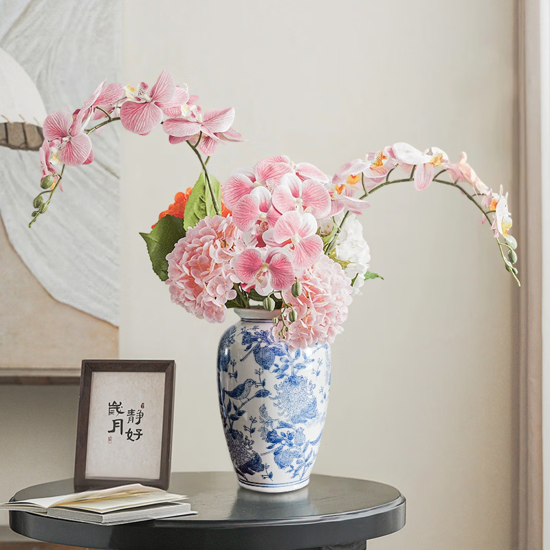 Jiuqiangu ceramic vase light luxury high-end water culture container new house moving gift ornament flower and bird style large size 1067