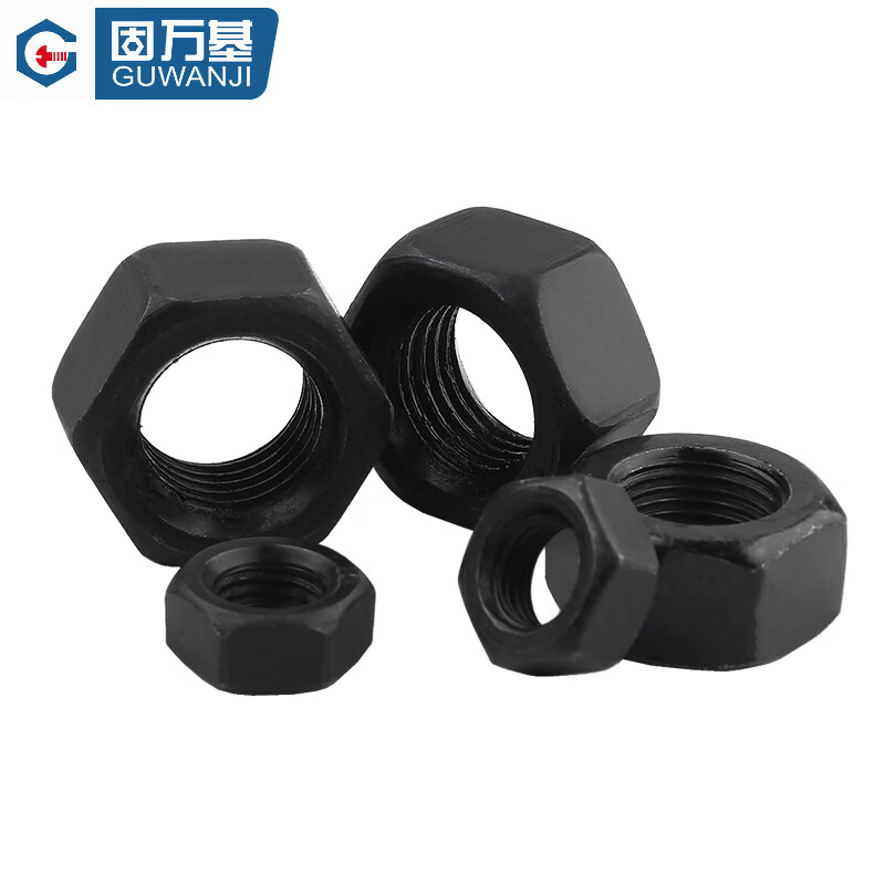 Guwanji 8.8 grade fine thread nut collection, high strength filament nut, fine thread hexagonal nut, national standard fastener collection, black fine thread grade 8.8 M18x1.5 5 pieces