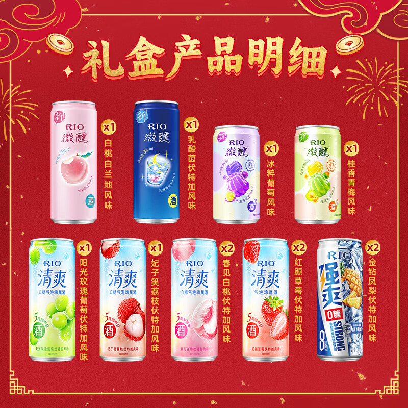 RIO pre-mixed cocktail strong and refreshing series 330ml*10+250ml*2 New Year gift box