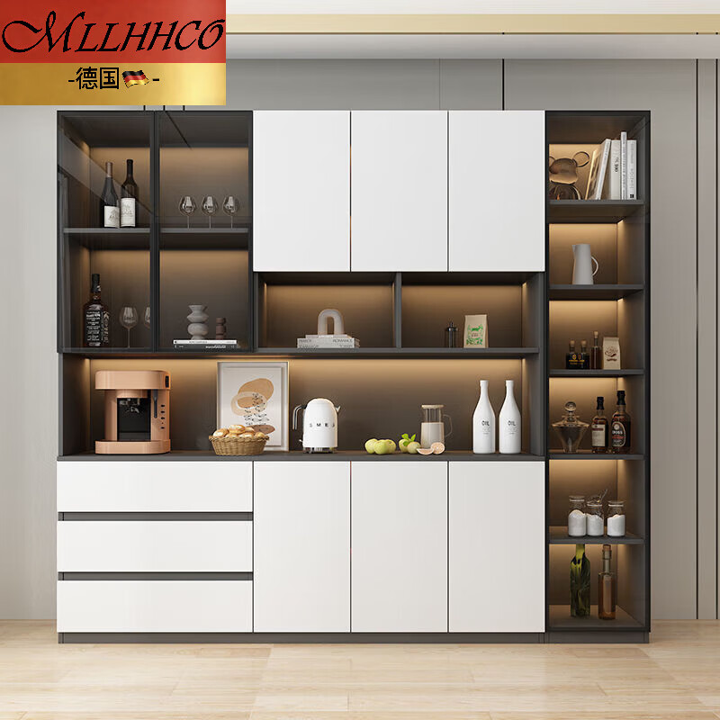 MLLHHCO German brand sideboard wall cabinet customized version living room storage cabinet track glass door wine cabinet restaurant cabinet B type 2 meters 4 solid wood package installation multi-functional solid wood sideboard wine cabinet + delivery to thousands of cities