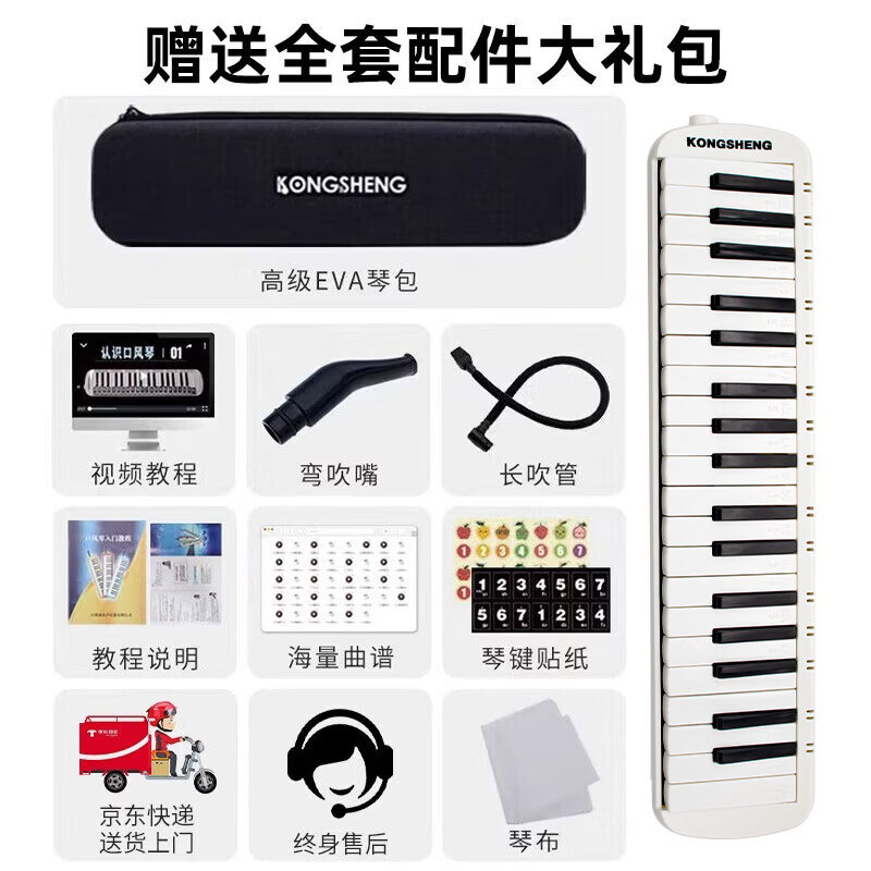 Kongsheng (KONGSHENG) 37-key mouth organ student classroom teaching junior high school students special adult performance wind instrument F-37W white