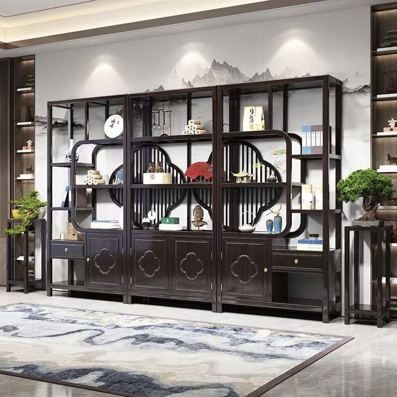 Solid wood Bogu rack, new Chinese style Duobao Pavilion partition rack, wine rack, bookshelf, storage rack, tea shelf display cabinet, Rising Sun Dongsheng Bogu rack middle cabinet, ready for home use 0x0x0cm