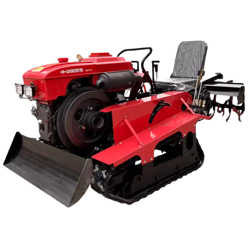 Fangxincao ride-on micro-tiller, multi-functional flood and drought rotary tiller, furrow plow, small diesel agricultural crawler type