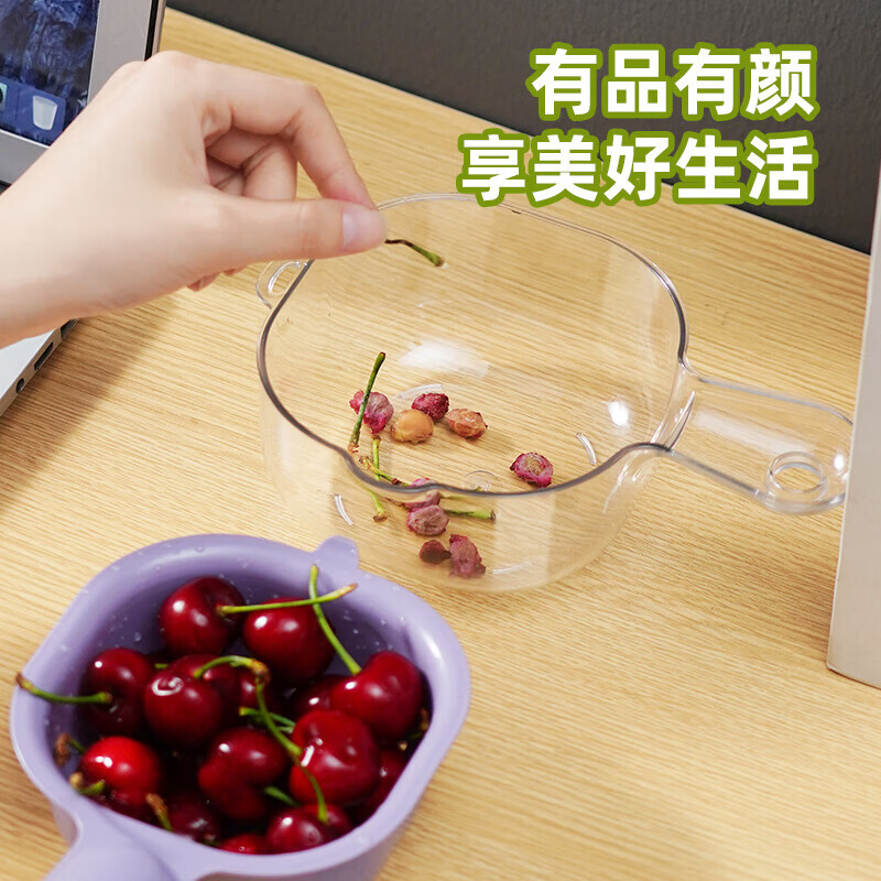 Sungsa mini drain basket double handle washing fruit blue kitchen home living room multi-functional water rack exquisite small fruit plate handle drain basket rice white