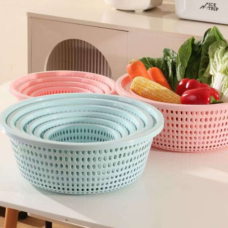 Yusenyi provides sticky hooks for household round plastic vegetable sieves, hollow vegetable baskets, bowls, chopsticks and fruit baskets, pink, medium, 3 pieces, 1 sticky hook