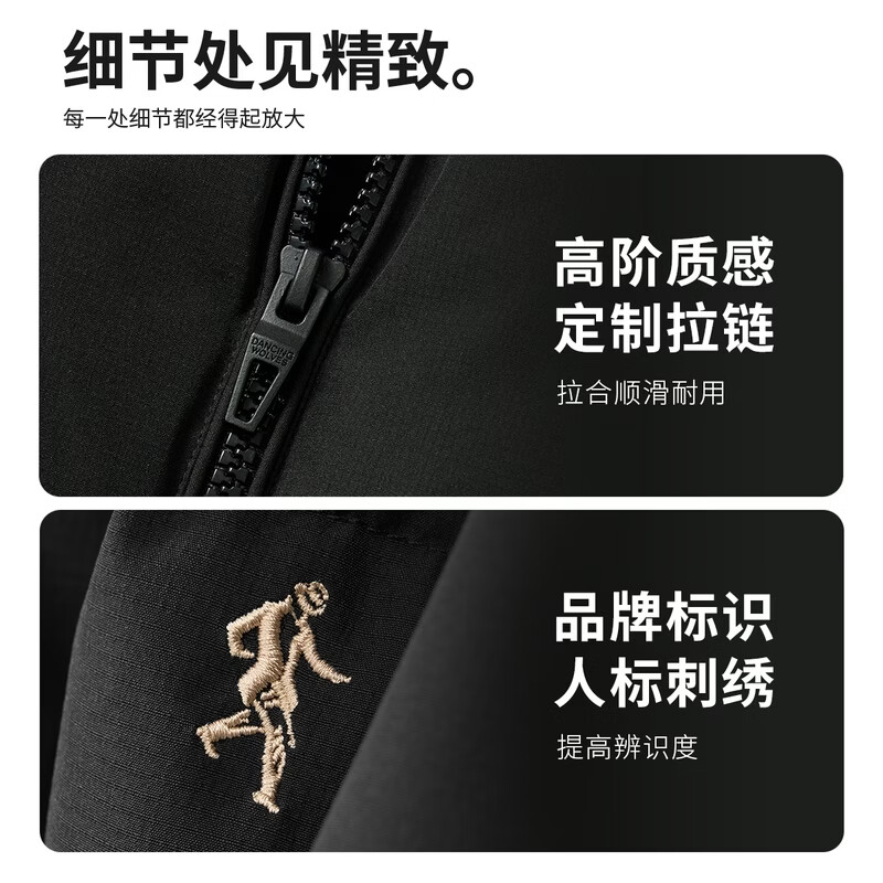 Dances with Wolves 90% goose down + graphene autumn and winter windproof stand-up collar men's down jacket 001 black 175