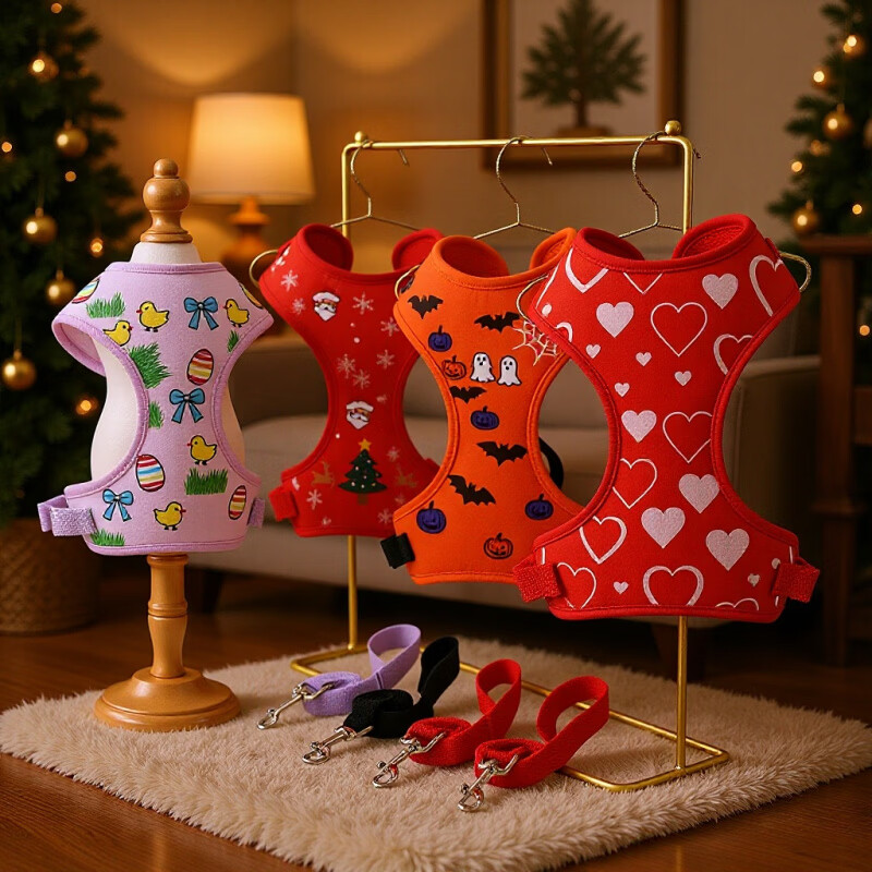 Miaopule Dog Leash Vest Style Small Dog Teddy Bichon Pomeranian Puppy Harness Pet Dog Chain Dog Walking Leash Easter S (3-5 catties recommended)