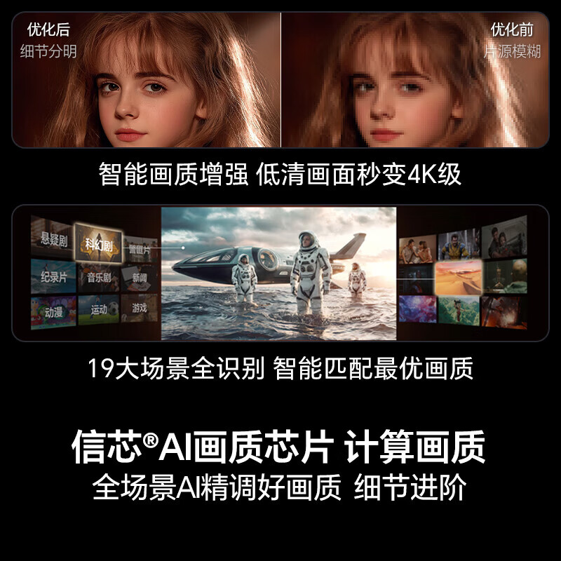 Hisense TV Xiaomo E5Q Pro 75-inch 768 partition U+MiniLED Xinxin chip anti-reflective anti-glare ink crystal screen national subsidy World Cup 75E5Q-PRO 75-inch bare metal version comes with one package