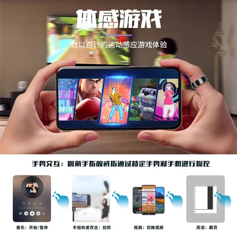 P+7 smart ring Nano chip Universal multi-function game heart rate blood oxygen sleep health monitoring Multi-sport mode recording step counting and running Ring waterproof ring R6 silver heart rate/sleep/blood pressure/blood oxygen/exercise + interactive mode 10# circumference 62.1mm diameter 19.8mm