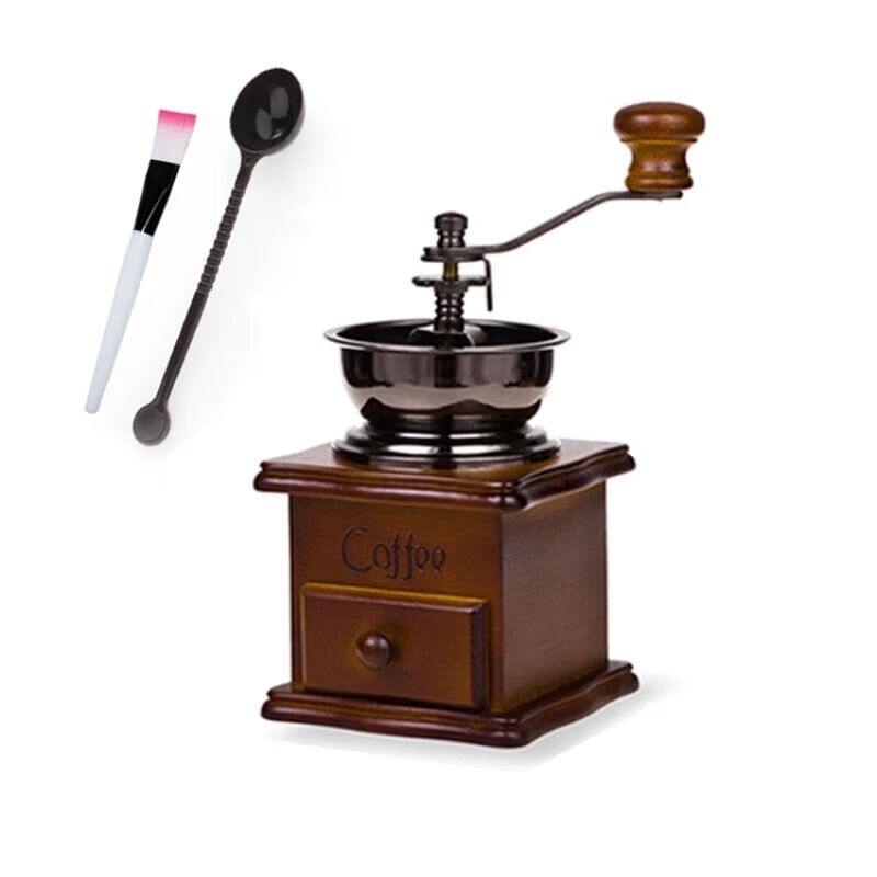 Tuojin classic hand-cranked solid wood grinder ceramic core coffee bean grinder grinder coffee machine mini home log grinder comes with ordinary brush