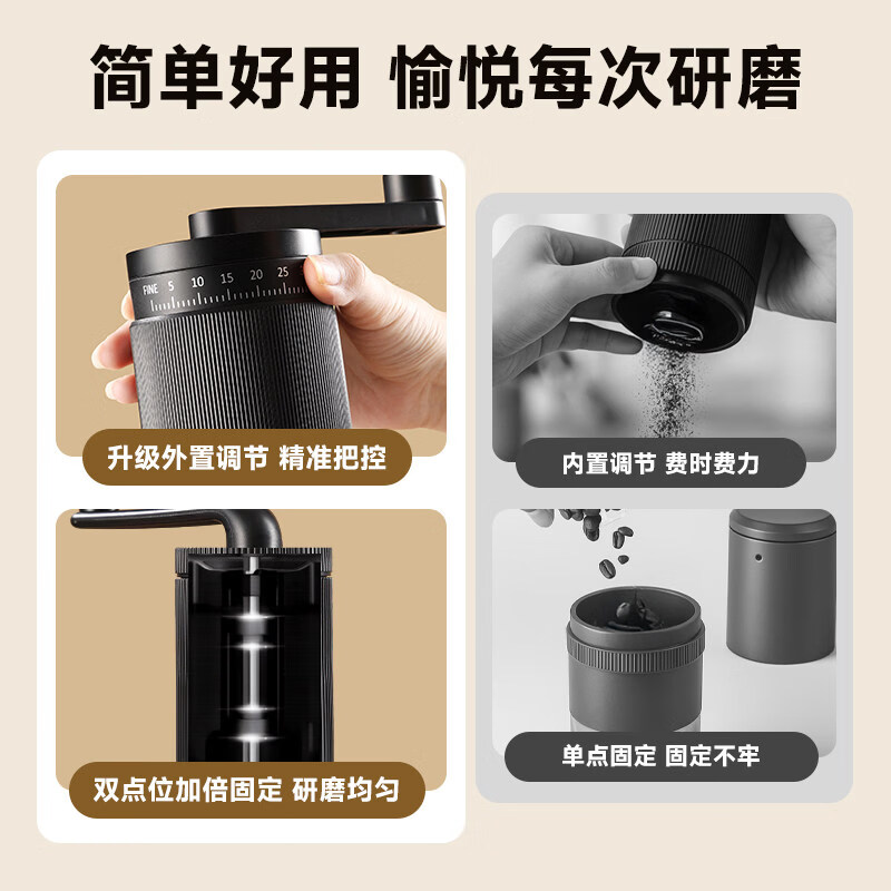 Tuojin Japan imported quality hand grinder coffee bean grinder manual grinder hand brewing appliance hand grinder coffee machine obsidian black instant sale_smooth central axis free coffee measuring spoon + cleaning brush
