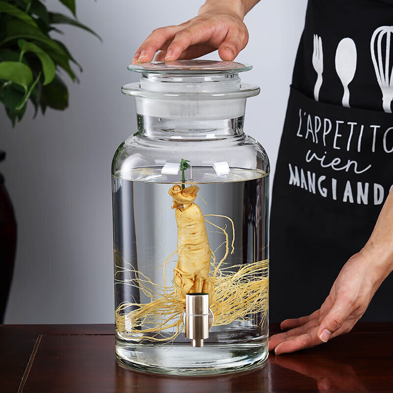 Tuojin German imported quality bubble wine glass bottle with faucet household sealed jar thickened 10 catties 20 catties special wine bottle storage 50 catties single bottle_thickened heat-resistant