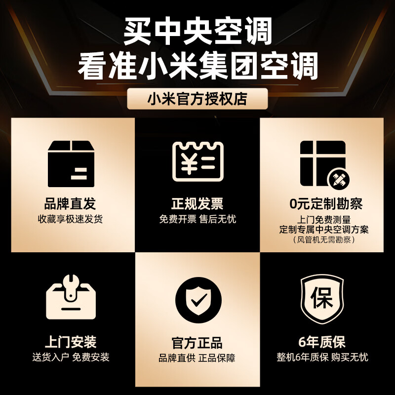 Xiaomi (MI) Mijia central air conditioner multi-split, one to four/five/six, full DC inverter, Pro super first-class energy efficiency, one price all-inclusive, smart wired controller, 3 rows of condensers, large 6 horsepower, first-class energy efficiency, one to six, five rooms and one living room