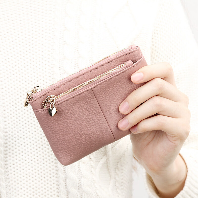 ZORESS Coin Purse Women's Mini Card Holder Key Bag Zipper Short Cowhide Small Wallet Lightweight Genuine Leather Clutch Green