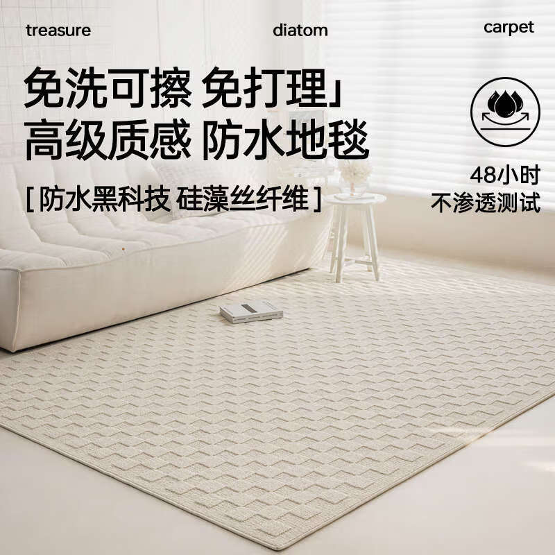 Yusenyi Diatom Silk Living Room Waterproof Large Carpet Mat No-Clean and Wipeable Bedroom Sofa Premium Lanka 01 Waterproof Diatom Silk 200cmx300cm
