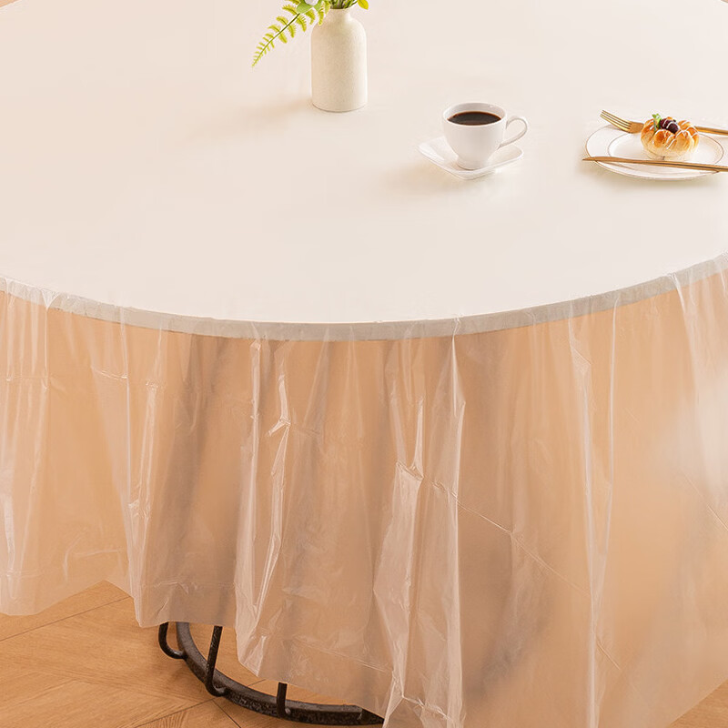 Yijie disposable tablecloth thickened waterproof round table tablecloth rectangular plastic film commercial household small picnic mat 1.4mx1.4m (10 pieces) white