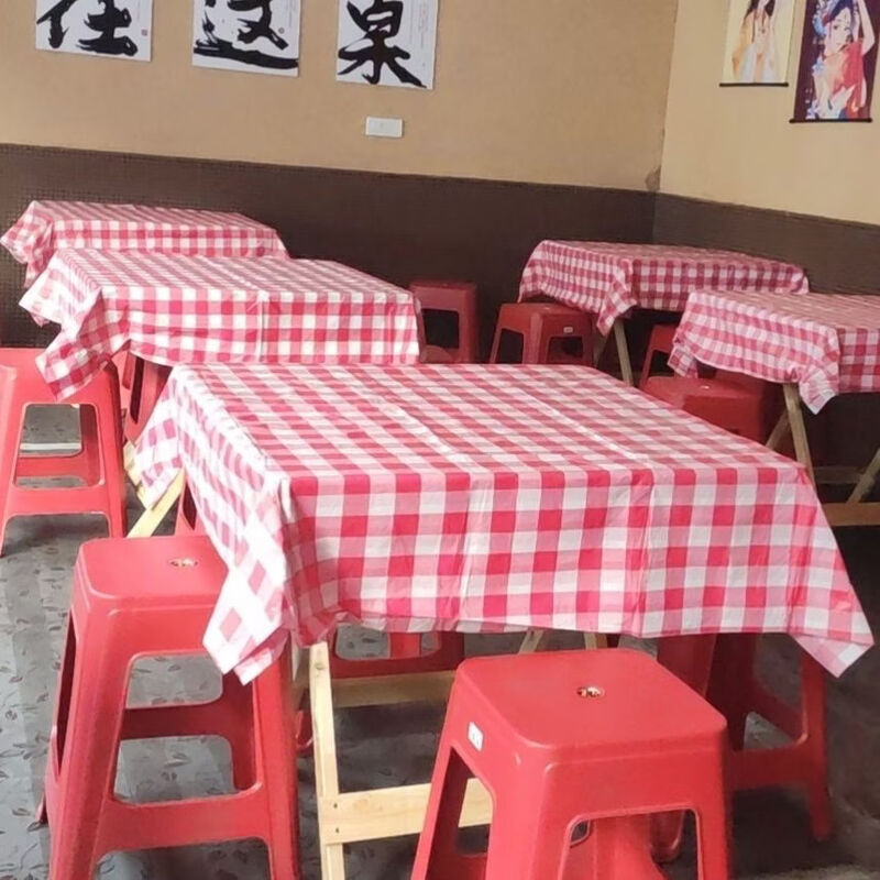 Wing Fantasy 100 red plaid disposable tablecloths square tablecloths for round tables with rectangular plastic tablecloths customized with LOGO 1.0m x 1.0m (square) 100 red plaid