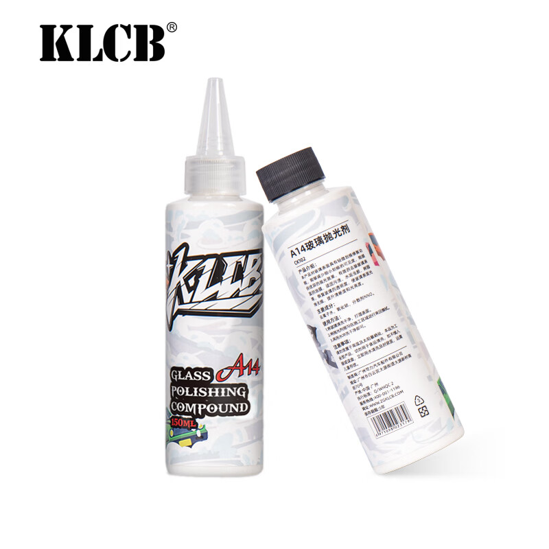 KLCB caustic A14 glass polish removes oil film, front windshield removes water, activates coating, white mist, water stains, cerium oxide A14 glass polish 150ml 1 bottle