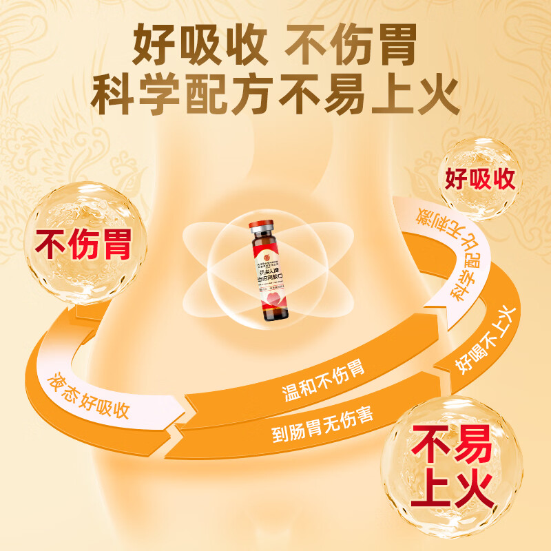 Beijing Tong Ren Tang Donkey-hide Gelatin Replenishing Qi and Blood Oral Liquid is used in the inner court. Replenishing Qi and Blood and Replenishing Iron. Women’s Replenishing Qi and Nourishing Blood New Year Gift Box of 90 pieces.