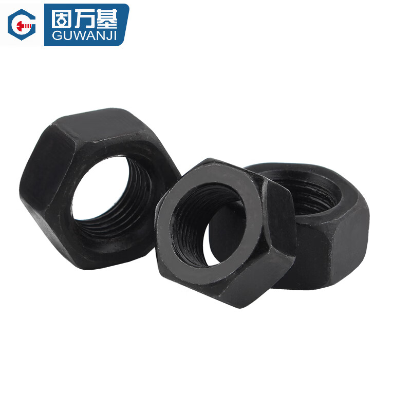 Guwanji 8.8 grade fine thread nut collection, high strength filament nut, fine thread hexagonal nut, national standard fastener collection, black fine thread grade 8.8 M18x1.5 5 pieces