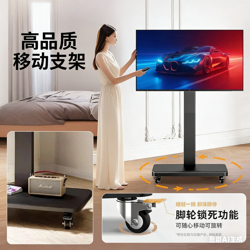 Xiaomi (MI) movable TV bestie machine live broadcast large-screen projection advertising machine 32/43/50/55/65/75/85-inch home flat-panel display floor-standing stand all-in-one machine 32-inch movable TV TV + mobile stand + wireless screen projection device