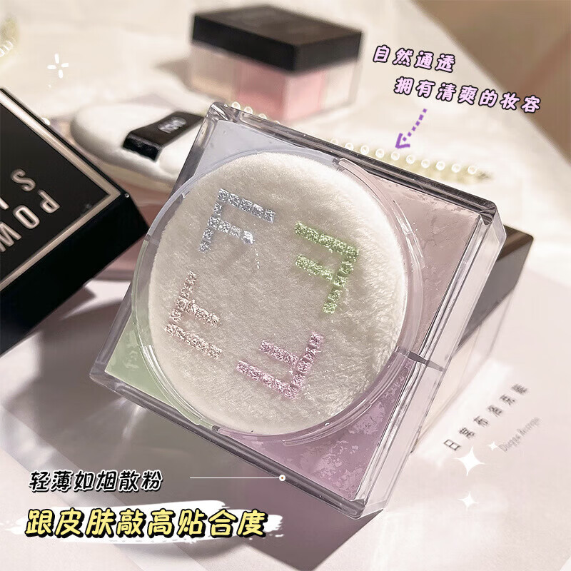 NOVO four-square loose powder four-color setting powder for women, long-lasting, non-removing makeup, suitable for oily and dry skin, fine shimmer, pearlescent with shimmer 1# transparent matte