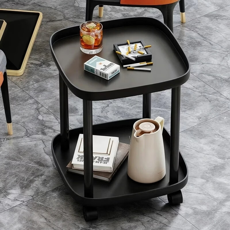 Zhuobo coffee table side table movable small table small coffee table bedside table storage rack storage cabinet CJ19 black