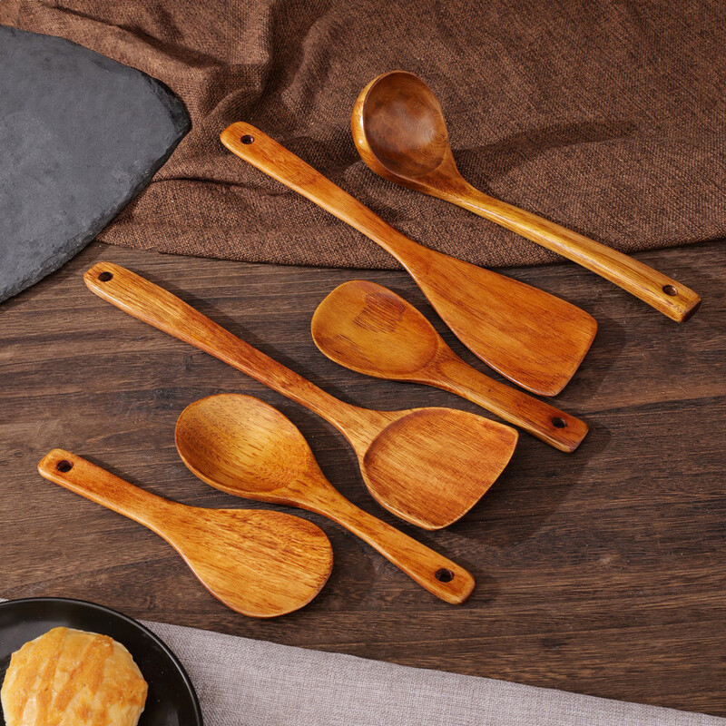 Shantou Lincun He Shike wooden pot shovel spoon kitchenutensils kitchen utensils cooking shovel cooking wooden shovel straight handle large spoon 30*8.8cm about 80g