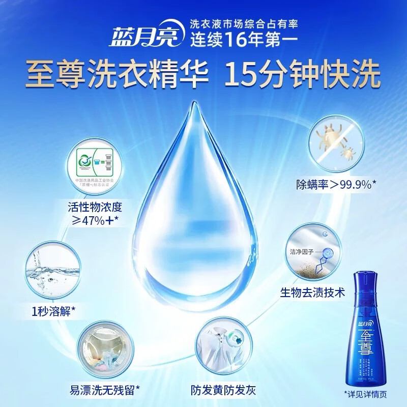 Blue Moon Supreme Laundry Essence Concentrated Laundry Detergent Multi-scent 660g*2 bottles, clean and quick to wash, remove stains and mites