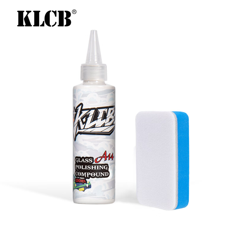 KLCB caustic A14 glass polish removes oil film, front windshield removes water, activates coating, white mist, water stains, cerium oxide A14 glass polish 150ml 1 bottle