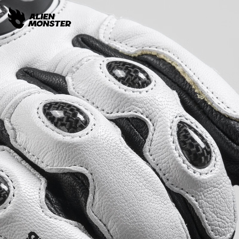 Alien Monster Ant King GT Motorcycle Riding Leather Gloves Racing Competition Long Carbon Fiber Motorcycle Equipment Lucent White L