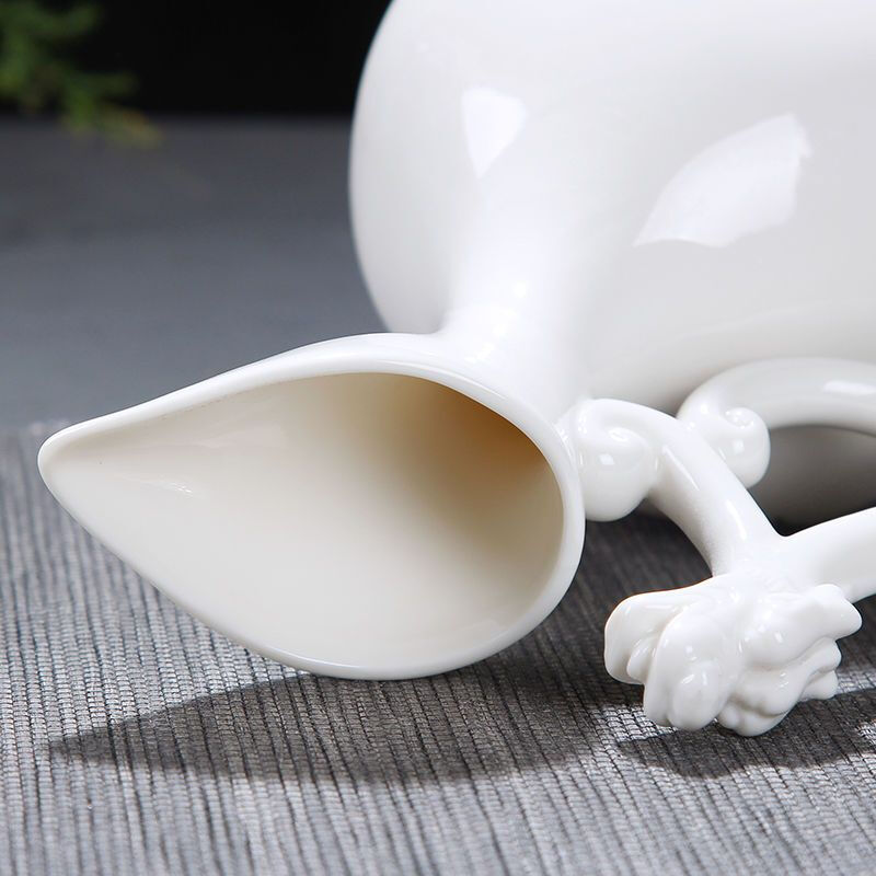 Fantasy wine pot, ancient style creative ceramic household, one pound of wine pot, white wine, one cup, antique wine separator, sake belt handle, bamboo newspaper safe dragon pot, 1 pot, 10 cups (free stopper)