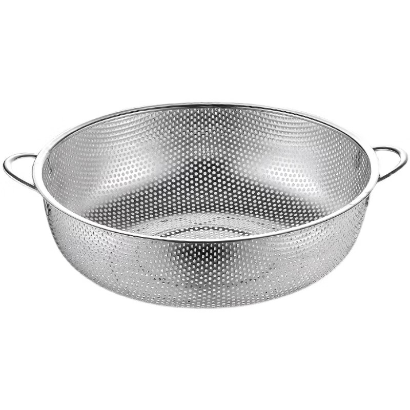 Shantou Lincun drain basket stainless steel drain basket washing basin rice washing basin rice washing sieve fruit basket household leaking basket single ring with feet 20cm each