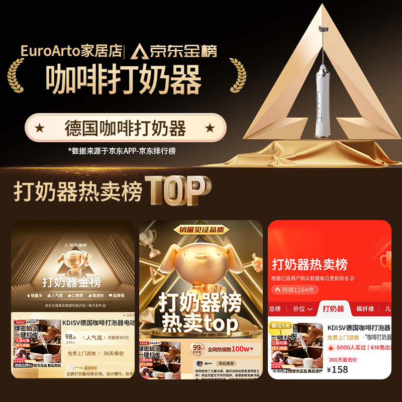 KDISV German coffee frother, electric stir stick, hand-held milk frother, household small milk cap, milk skin, portable, refreshing white + storage box, 9 seconds for one cup++, long battery life