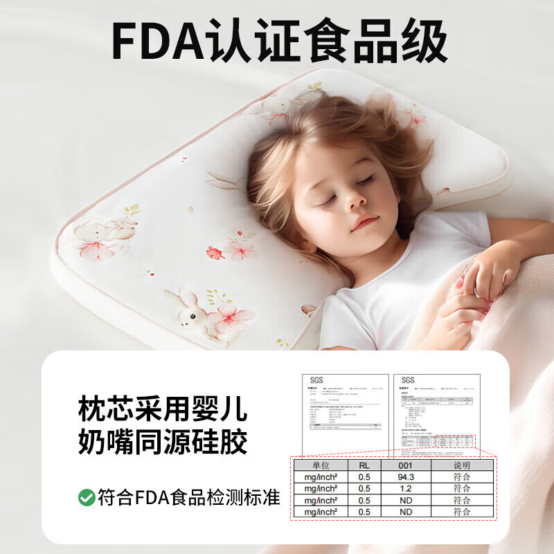 Duolingduo children's pillow baby silicone pillow 6 months and above kindergarten baby latex pillow 0 to 13 years old comfort pillowcase single pillowcase/7A height 2.5 Xiongyou polka dot 0x0x0 please see the picture for detailed size