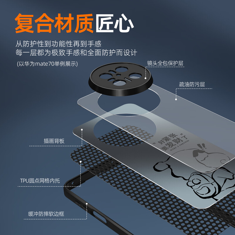 XP is suitable for Huawei pura70pro mobile phone case lens full package p70pro+ ultra-thin heat dissipation matte cartoon men and women anti-fall business high-end sense - graphite gray calligraphy is smooth