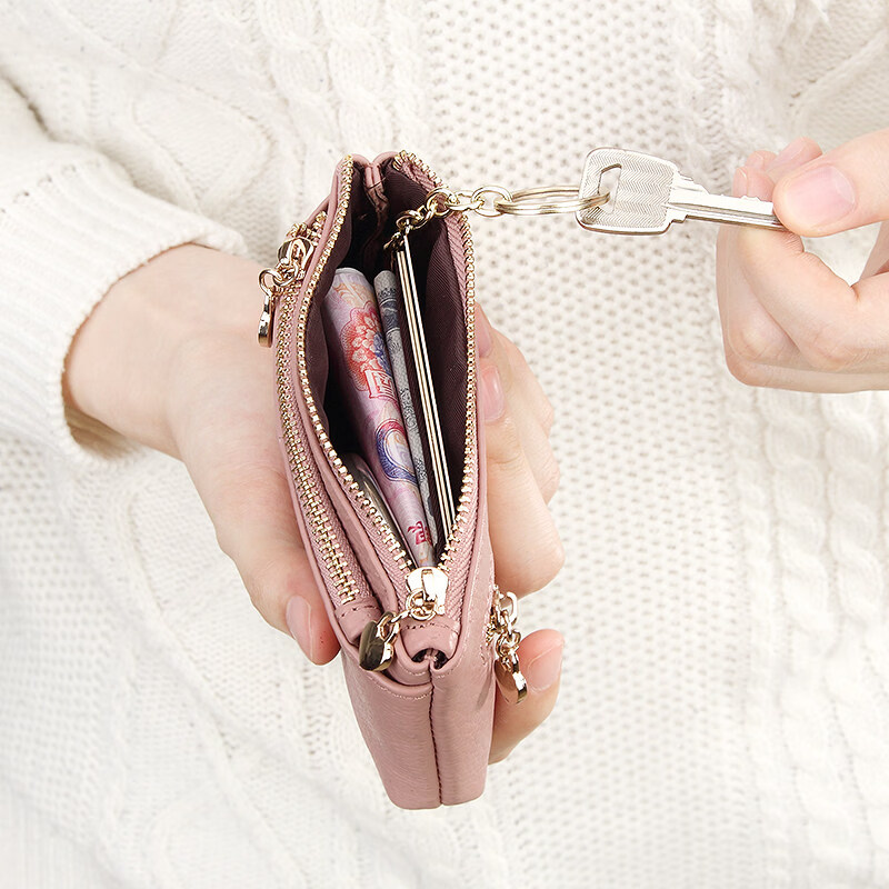 ZORESS Coin Purse Women's Mini Card Holder Key Bag Zipper Short Cowhide Small Wallet Lightweight Genuine Leather Clutch Green