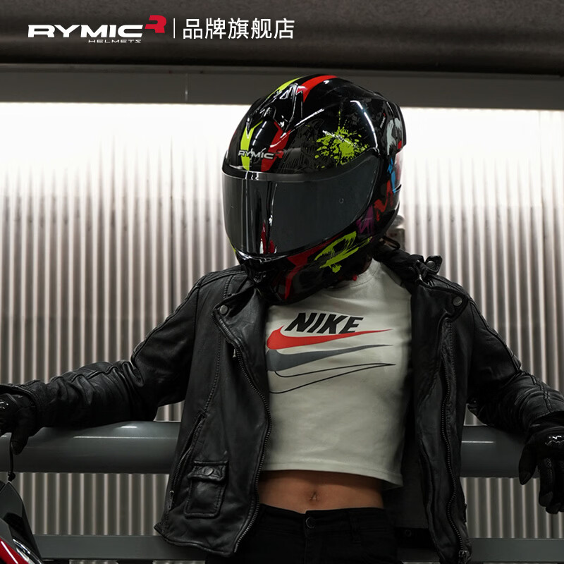 RYMIC motorcycle helmet full face 3C certified motorcycle riding helmet all seasons men's and women's running helmet 977 neon XXL