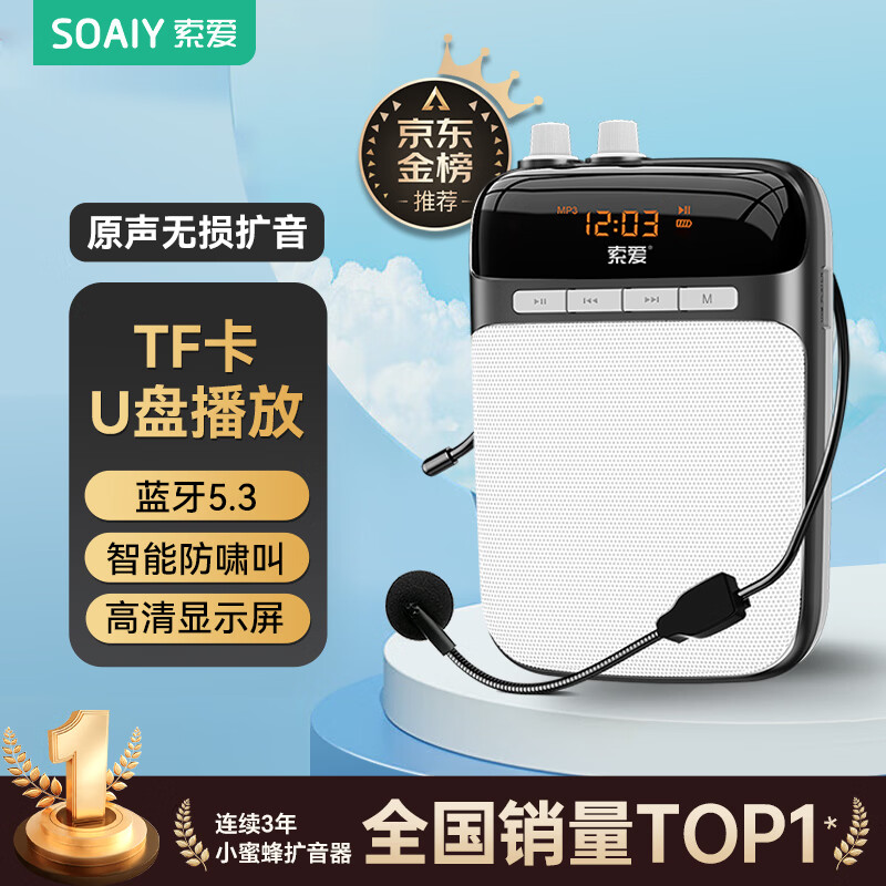 Sony Ericsson (soaiy) S318 Little Bee Amplifier Teacher's Special Bluetooth Speaker Audio Small Speaker TF Card U Disk Recording Microphone Outdoor Tour Guide Portable Teaching Type-c Black