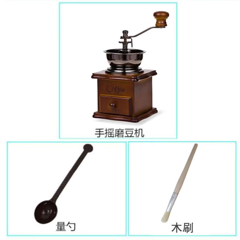 Tuojin classic hand-cranked solid wood grinder ceramic core coffee bean grinder grinder coffee machine mini home log grinder comes with ordinary brush
