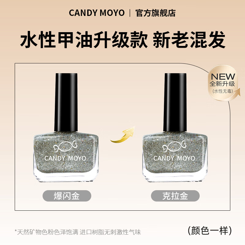 CandyMoyo non-toxic healthy no-bake quick-drying nail polish manicure non-tearable long-lasting hand and foot nail polish 2-piece set New Year gift