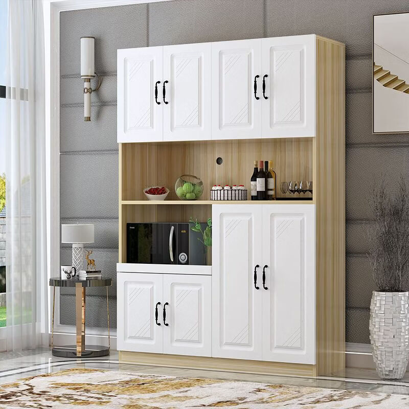 Fantasy European sideboard multifunctional kitchen cupboard wine cabinet living room wall integrated cabinet storage cabinet storage cabinet warm white 120+ European door.