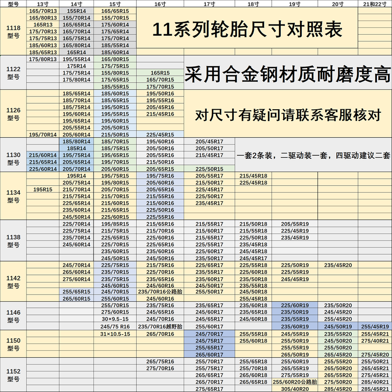 Bohu automobile anti-skid chain, sedan, off-road vehicle, SUV, thickened alloy steel snow chain, universal type, does not damage tires 1146