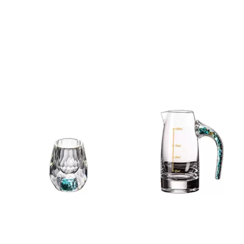 Yusen Yidang turquoise faceted crystal white wine glass wine dispenser set wine utensils restaurant household small one-cup wine cup turquoise faceted cup-turquoise 100ml straight-up kettle