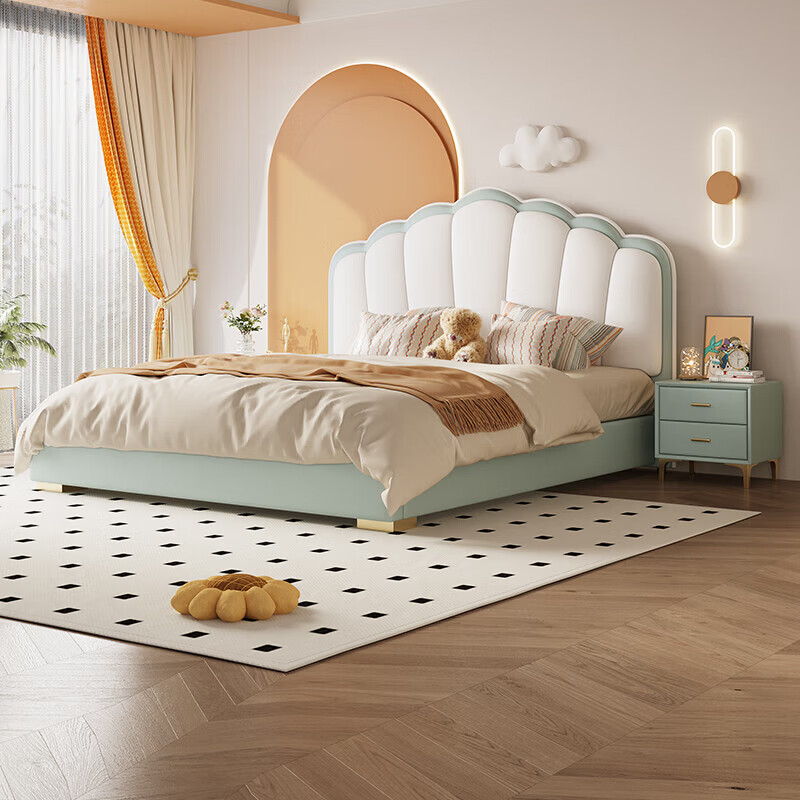 Songxian bed double bed 1.5m x 2m modern simple shell soft bed master bedroom large bed storage bed #815-11