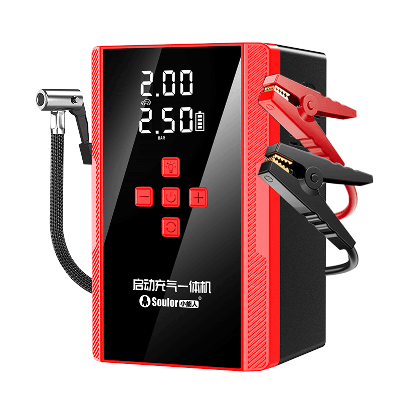 Soulor 3C certified car emergency starting power supply 12V inflatable starter all-in-one machine backup battery lighter with battery starter tire inflator outdoor power supply