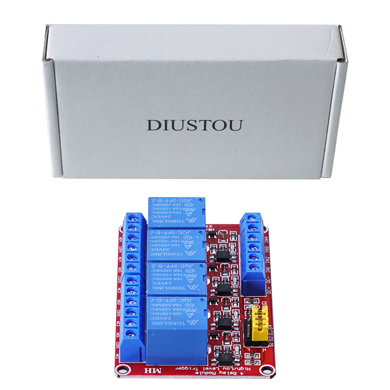 Throwing stones, with optocoupler relay module, 4-way relay, 24V working voltage, current resistance 10A, adjustable trigger level