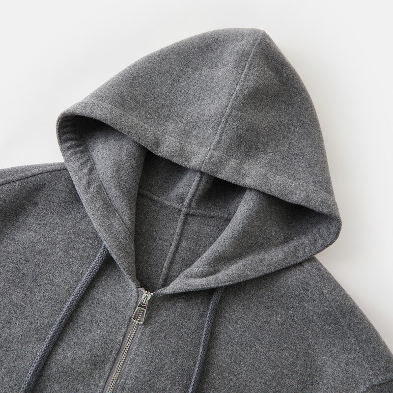 Qiushui Yiren Fashion 100% Sheep Wool Top 2025 Winter New Fall Shoulder Loose Hooded Woolen Jacket