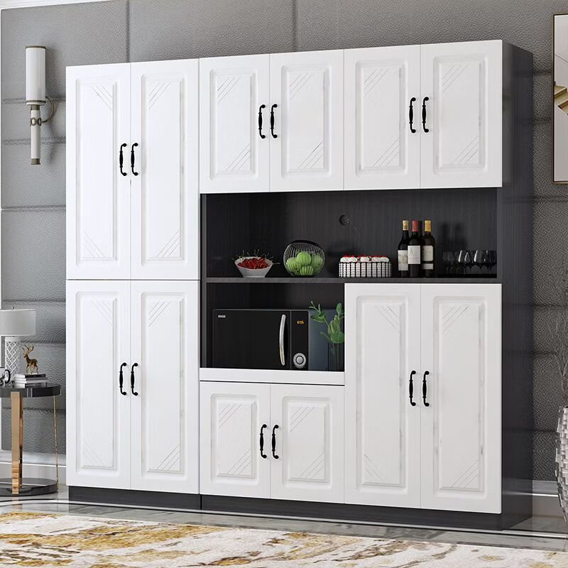 Fantasy European sideboard multifunctional kitchen cupboard wine cabinet living room wall integrated cabinet storage cabinet storage cabinet warm white 120+ European door.